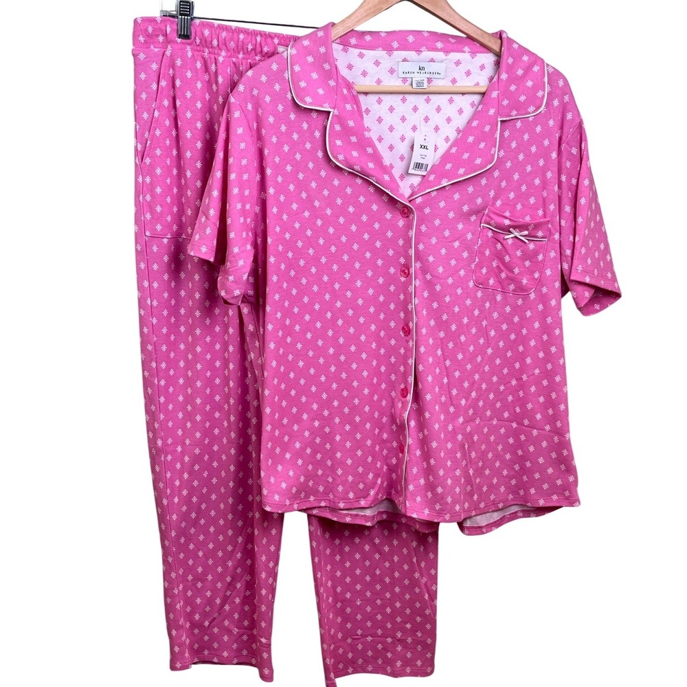 Karen Neuburger Pink Cotton Blend Short Sleeve Pajama Set XXL NWT